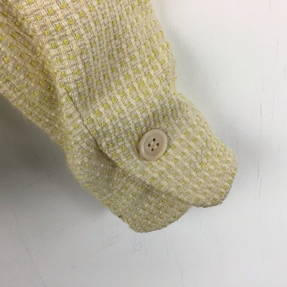 Ann Taylor yellow raw edge basket weave tweed Single Button Blazer Jacket. Sz 4 - Picture 6 of 11